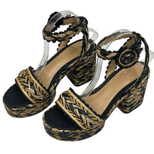 Sam Edelman Iliana Platform Sandal Womens 8M Raffia Woven Ankle Strap New $170